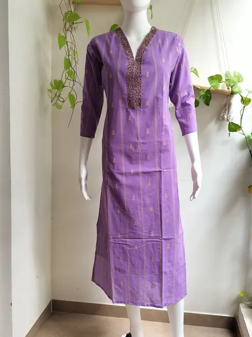 Pure South Cotton Handwork Kurti - Purple